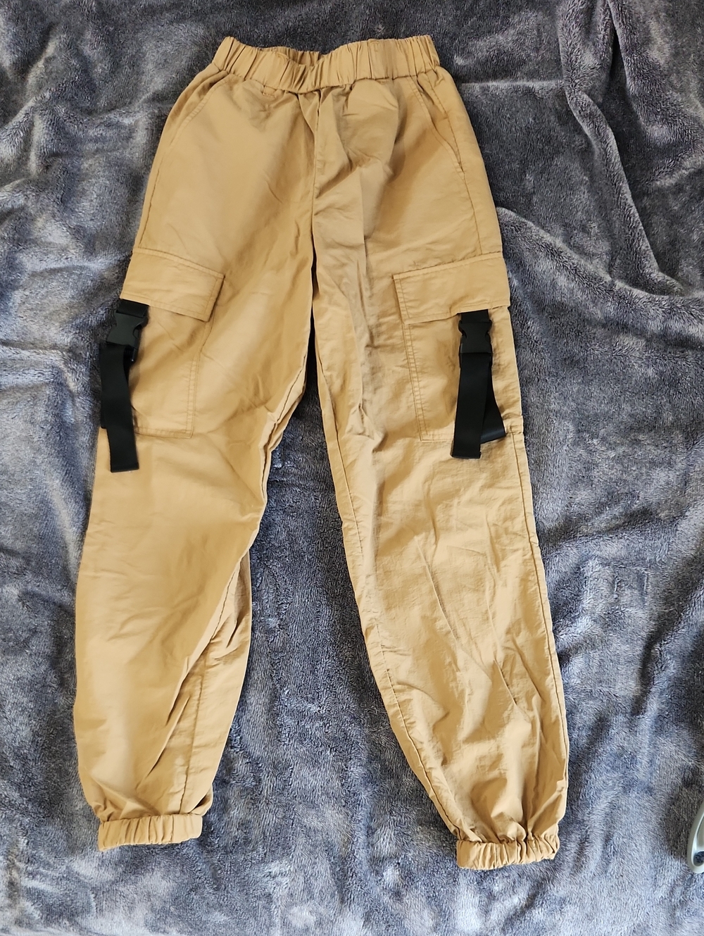 Forever 21 Tan Cargo Jogger Pants with Buckle Straps